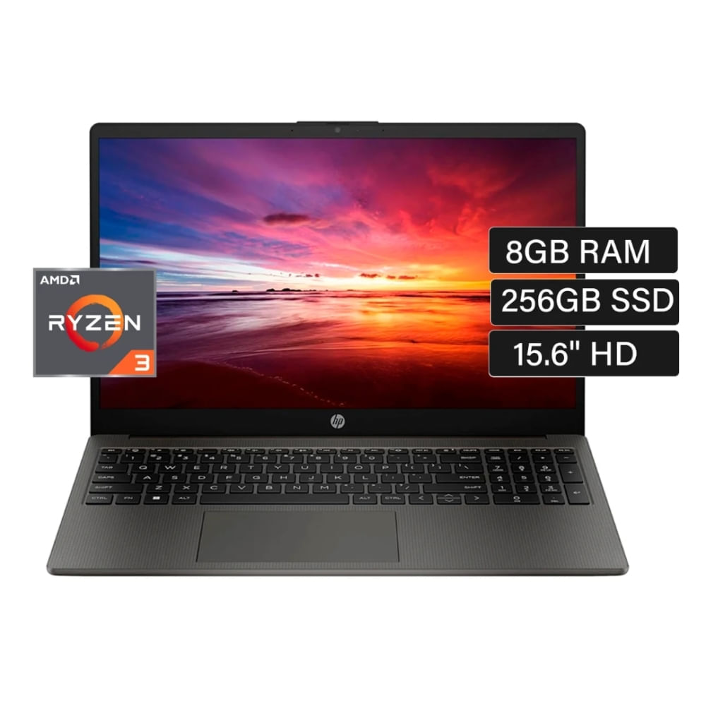 Laptop HP 255, 15.6"" FHD, AMD R3 7320U, 8GB RAM, 256GB SSD, Gris, Free