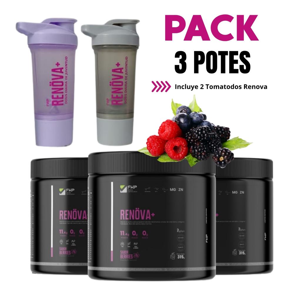 COLÁGENO RENOVA PLUS FWP HIDROLIZADO PACK DE 3 POTES DE 315GR