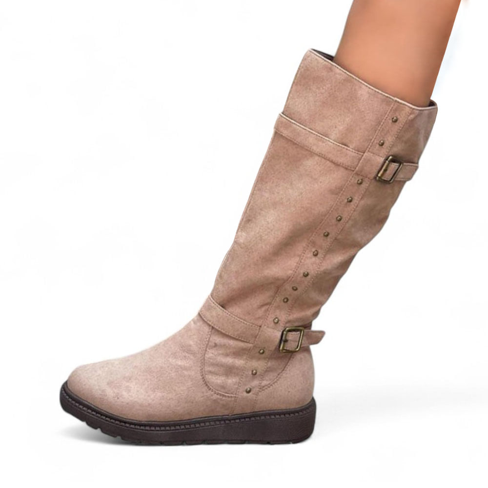 Bota Tres Cuartos Gamuza Acolchada Interior 1299 5C-65 Color Beige Talla 39 Bota Tres Cuartos Gamuza Acolchada Interior 1299 5C-65 Color Beige Talla 39