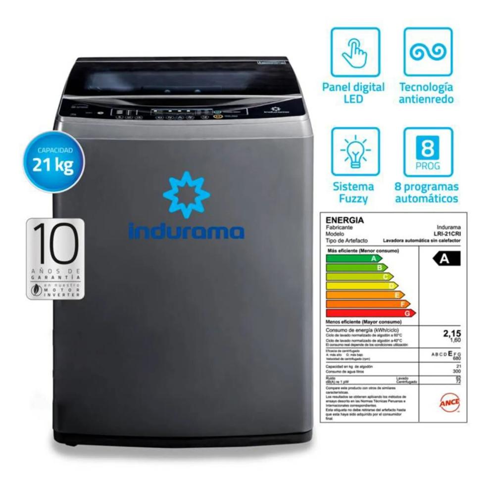 LAVADORA INDURAMA LRI-21CRI GRIS