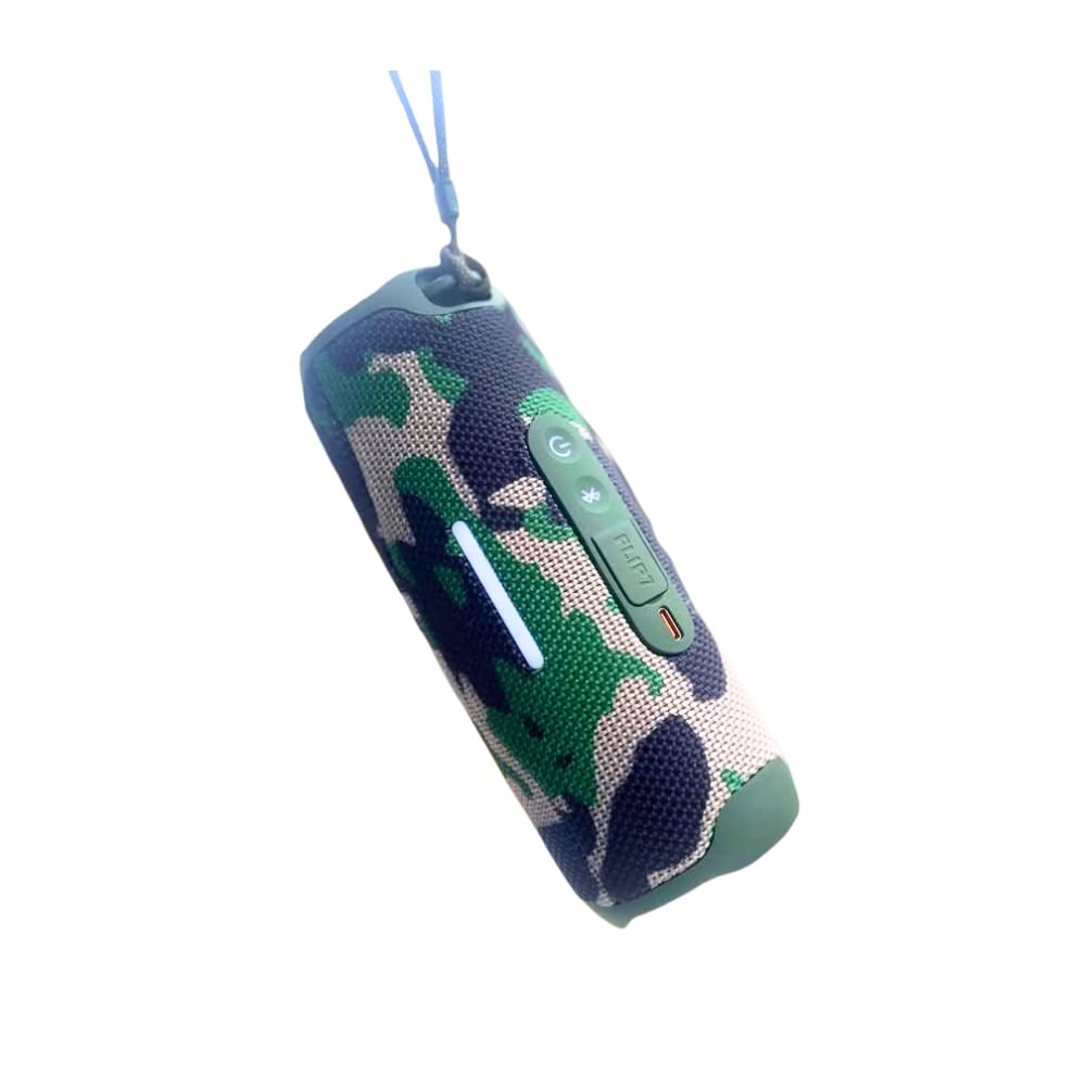 PARLANTE BLUETOOTH FLIP 7 CON LUZ LED Verde Militar
