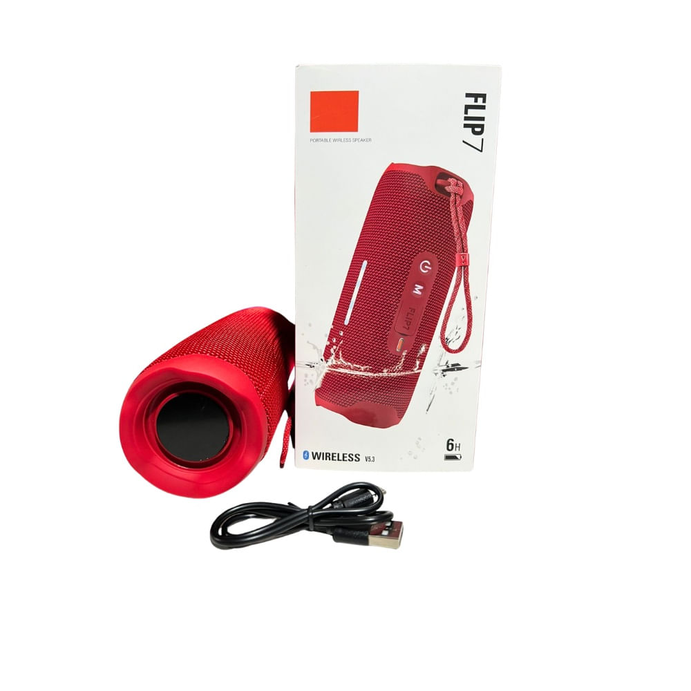 PARLANTE BLUETOOTH FLIP 7 CON LUZ LED Rojo