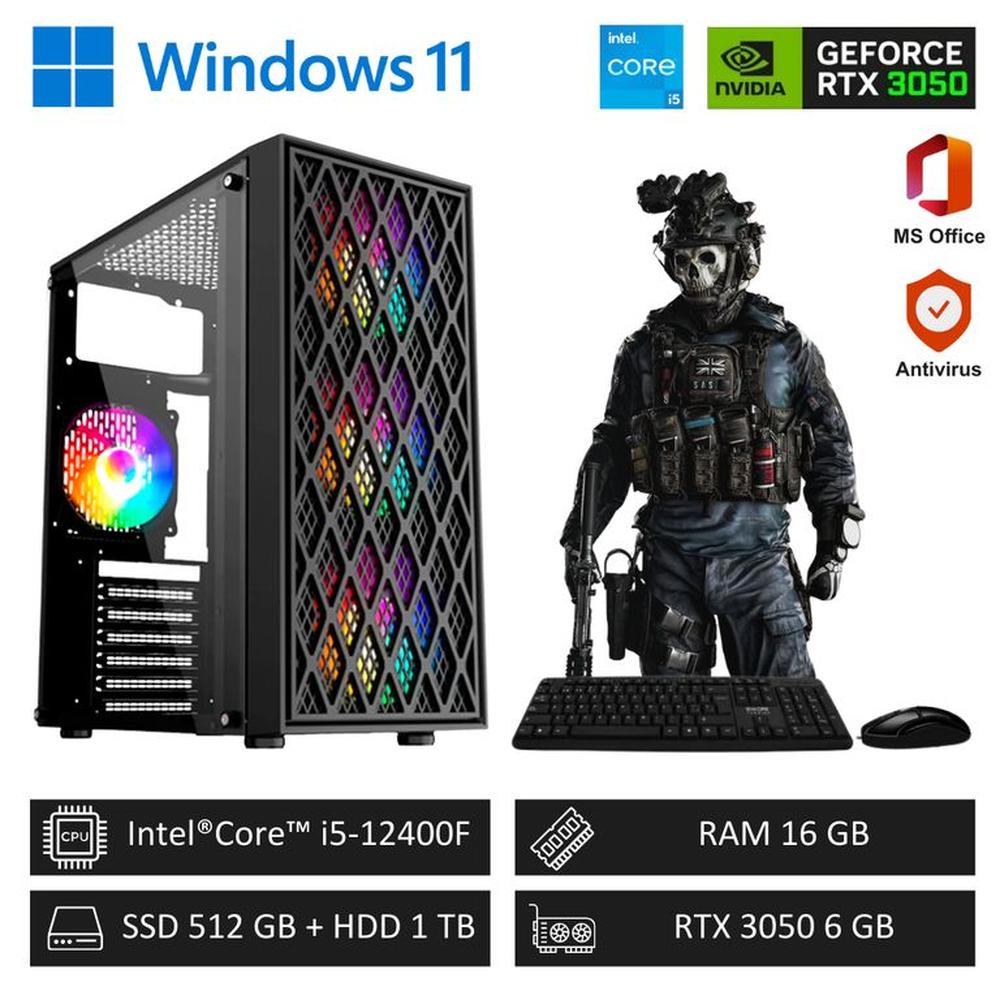 Computadora PC Gamer Core i5 12Th 440GHz - 16GB RAM 512GBSSD+1TB HDD - RTX 3050