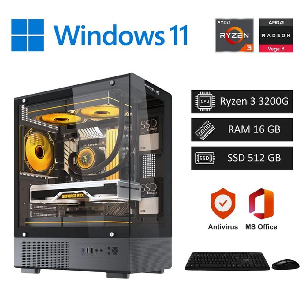 Computadora PC Gamer Ryzen 3 3200G 4.0GHz - 16GB RAM / 512GB SSD