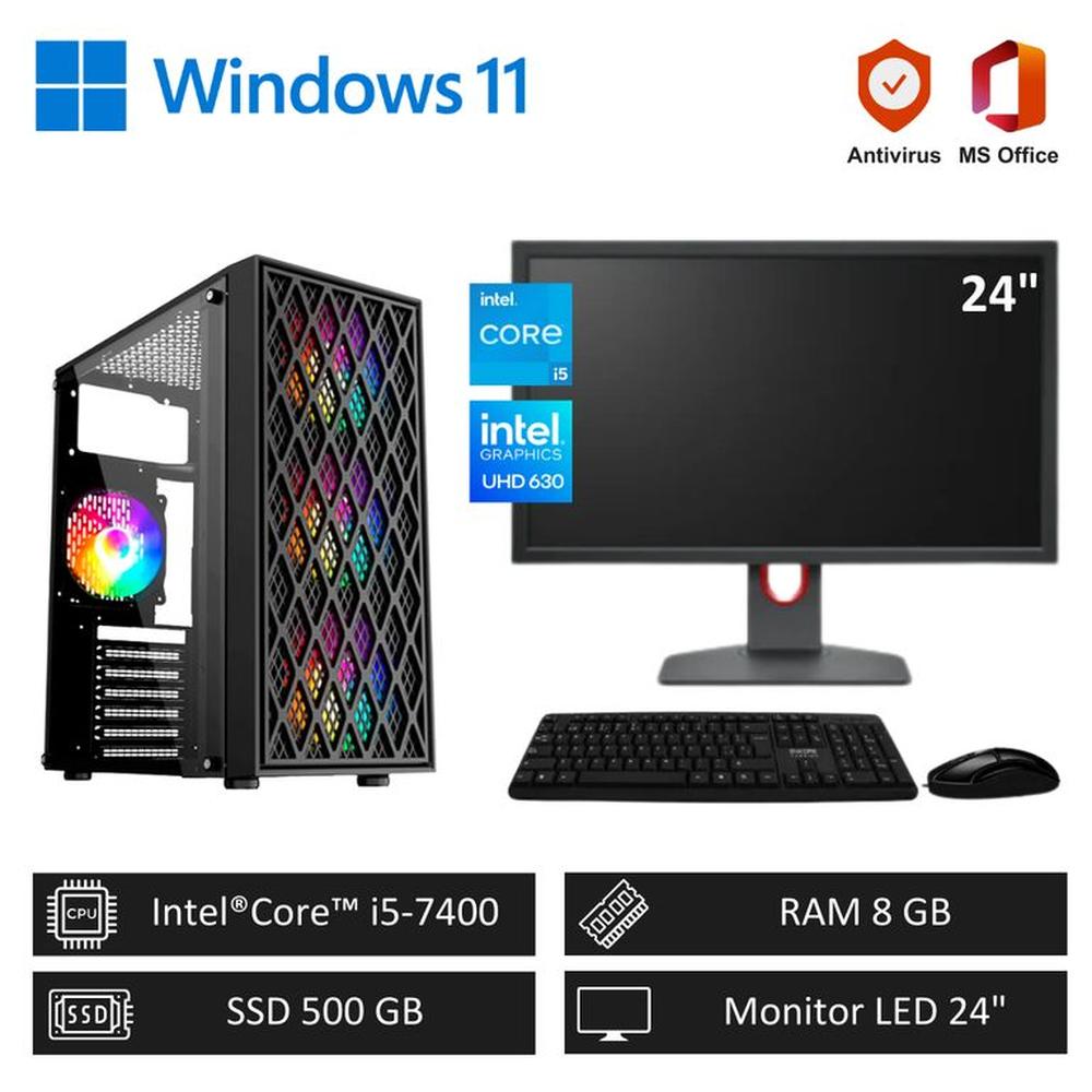 Computadora PC Intel Core i5 - 8GB RAM - 500GB SSD + Monitor LED 24 pulg Computadora PC Intel Core i5 - 8GB RAM - 500GB SSD + Monitor LED 24 pulg
