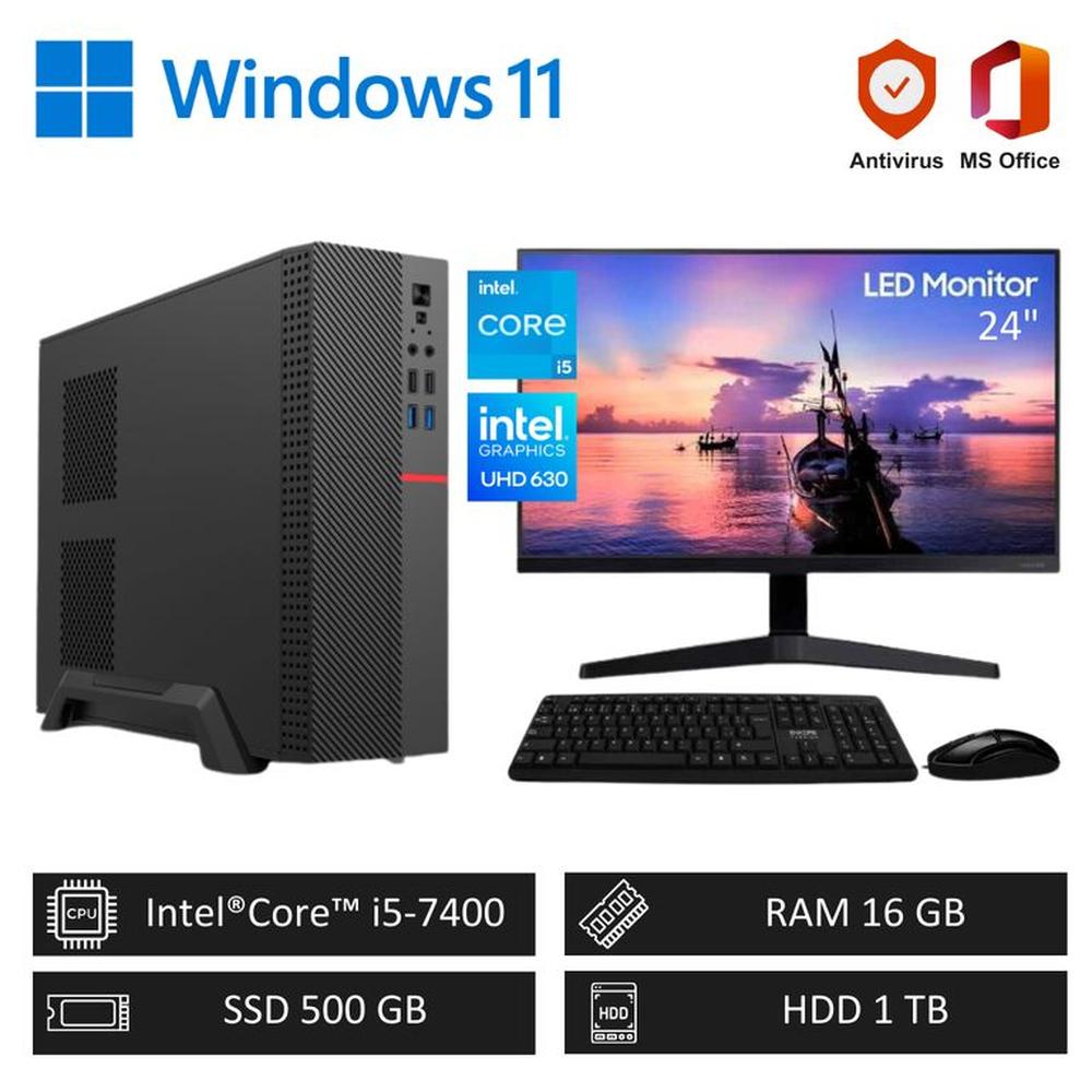 Computadora PC Intel Core i5 16GB RAM 500GB SSD 1TB HDD + Monitor LED 24 pulg Computadora PC Intel Core i5 16GB RAM 500GB SSD 1TB HDD + Monitor LED 24 pulg