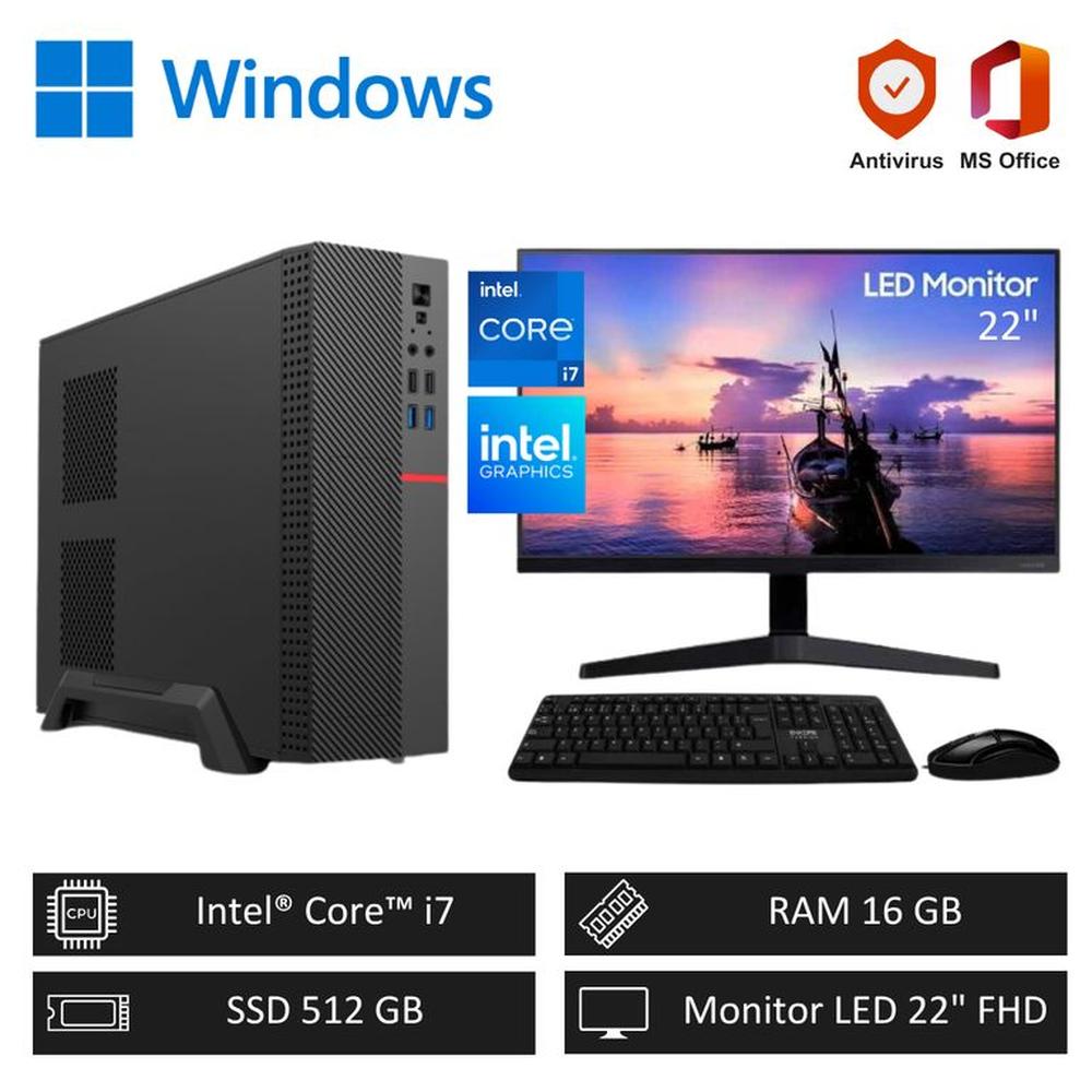 Computadora PC Intel Core i7 3´80GHz 16GB RAM - SSD 512GB + Monitor 22´´ FHD Computadora PC Intel Core i7 3´80GHz 16GB RAM - SSD 512GB + Monitor 22´´ FHD