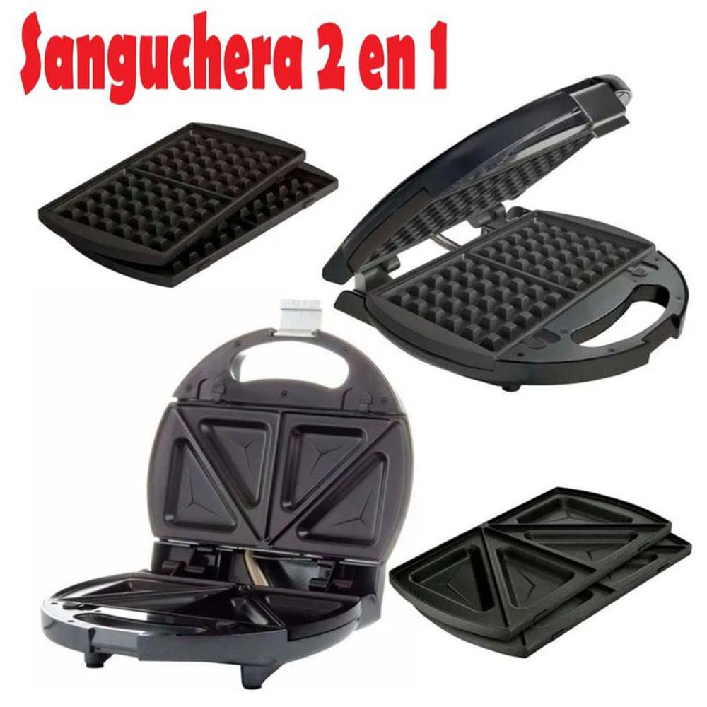 Sandwichera 2 en 1 intercambiables para waflera - Negro