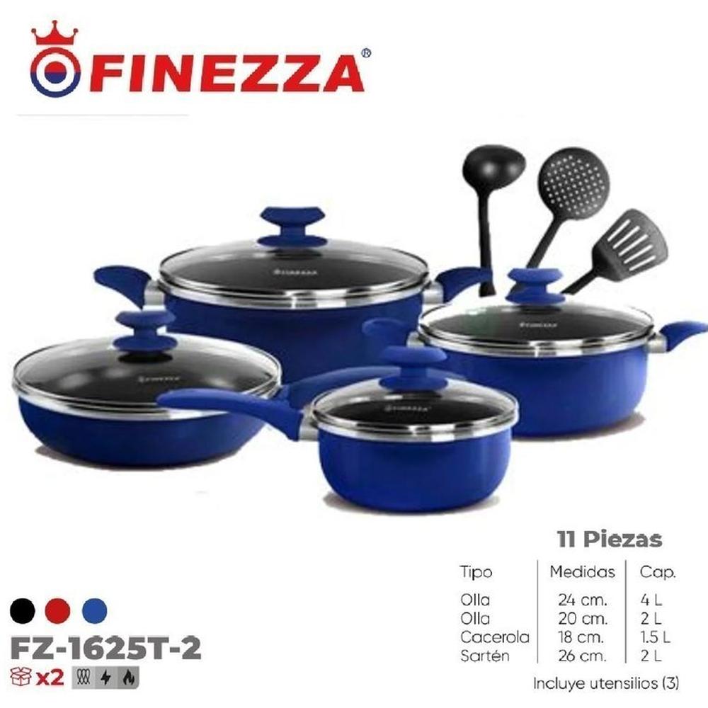 Juego de ollas antiadherentes de 11 pzs FZ-1625T-2-Azul