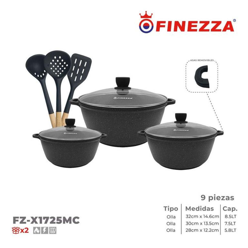 Juego de Ollas Finezza Ultragranito de 9 Pzas 25MC