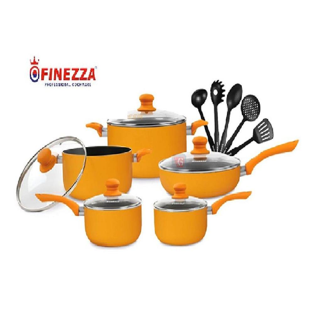 Set de Ollas Antiadherente Naranja de 15PCS - FZ 1655T