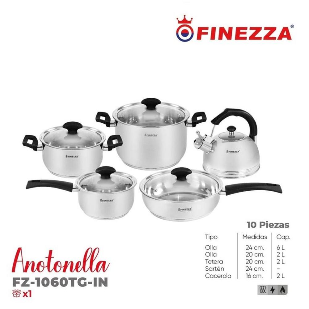 Set Olla Acero Inoxidable Finezza 10 piezas FZ-1060TG-IN