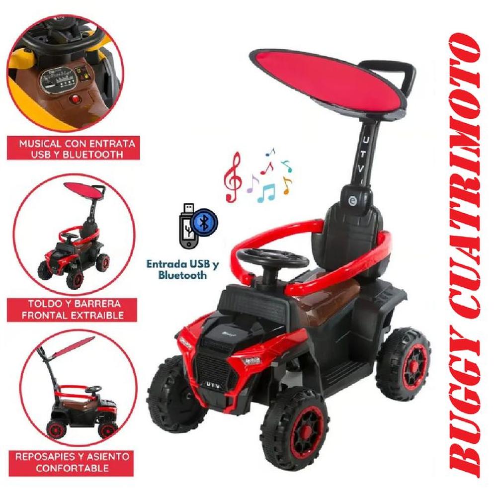Bugui Cuatrimoto Tractor Bluetooh Musical con Luces-Rojo Oechsle