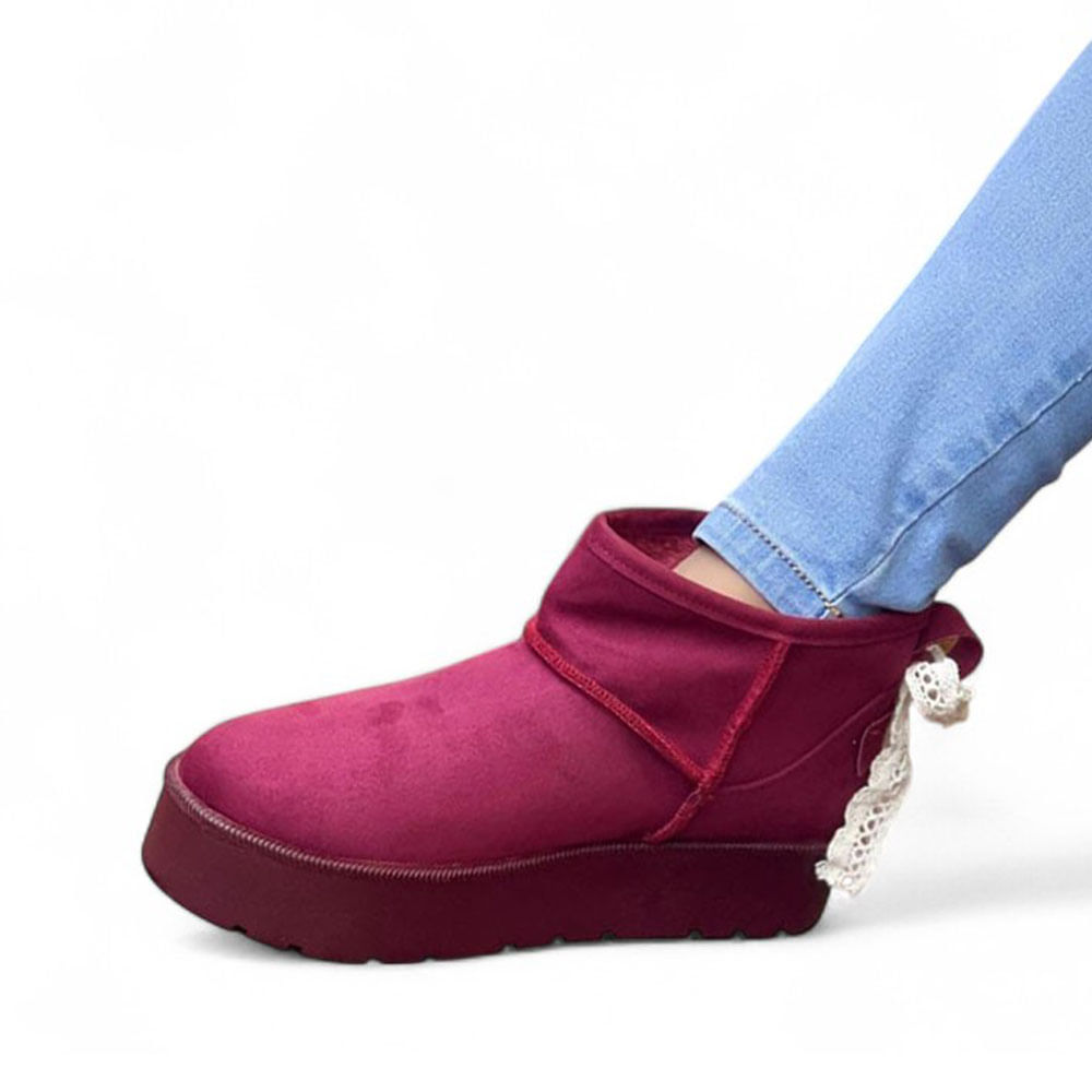 Botin Mujer Vegetha Peluche Interno 1299 5C-55 Color Vino Talla 38