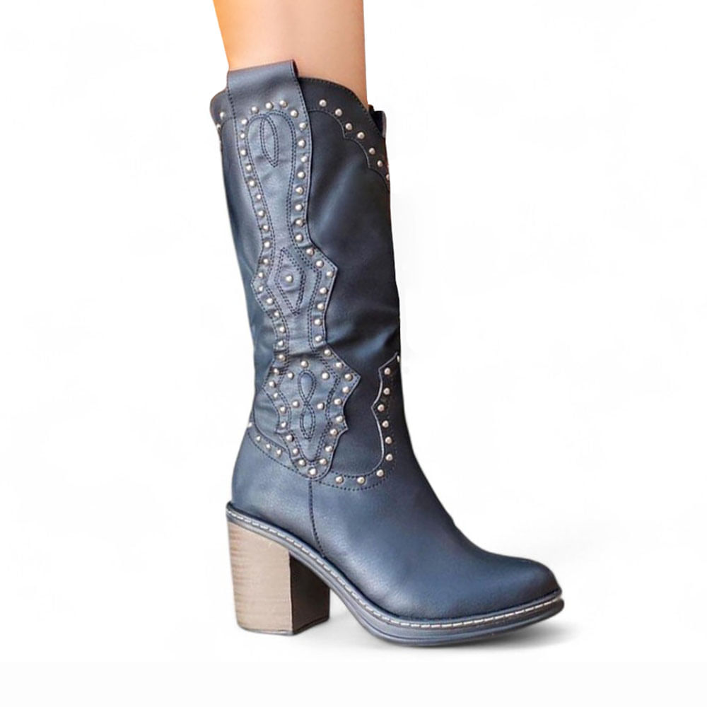 Bota Mujer Texana Perlas 1299 5C-95 Color Negro Talla 38