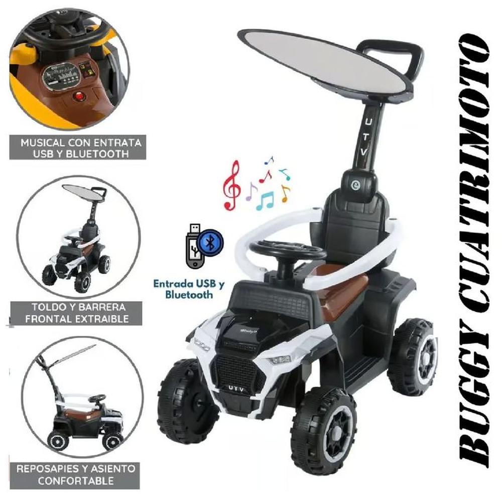 Bugui Cuatrimoto Tractor Musical con Luces y Sombrilla -Blanco