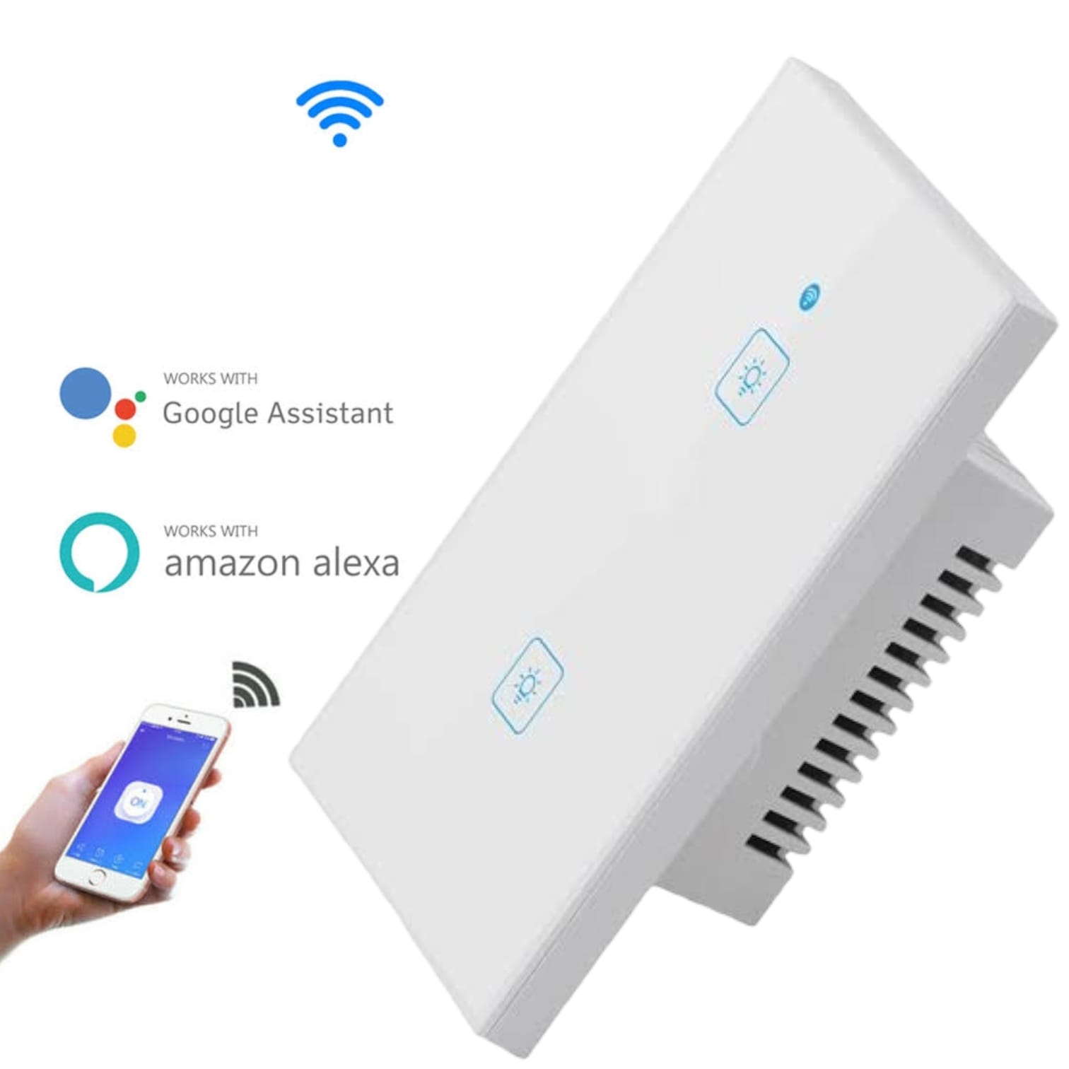 Interruptor de Pared Inteligente con Panel de Vidrio Templado 2 Bandas WiFi