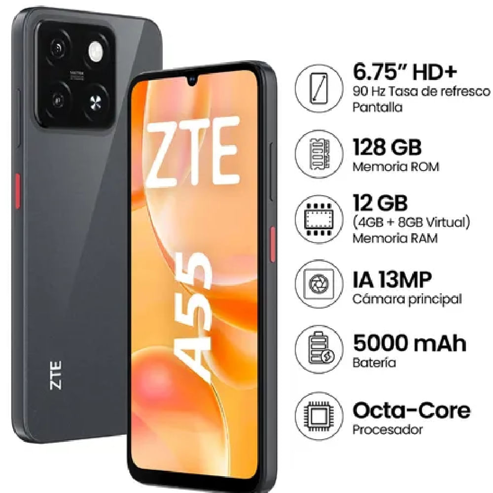 Celular ZTE A55 128GB 4GB RAM Pantalla 675 HD Celular ZTE A55 128GB 4GB RAM Pantalla 675 HD