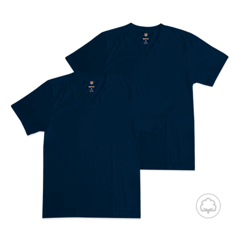 Pack 2 Polos Manga Corta Hombre Boston Cuello V Azul Marino