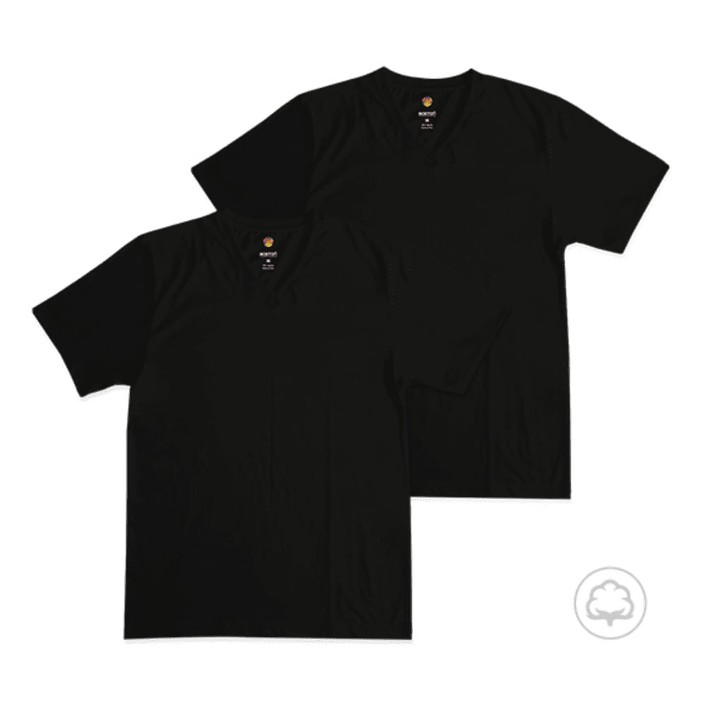 Pack 2 Polos Manga Corta Hombre Boston Cuello V Negro
