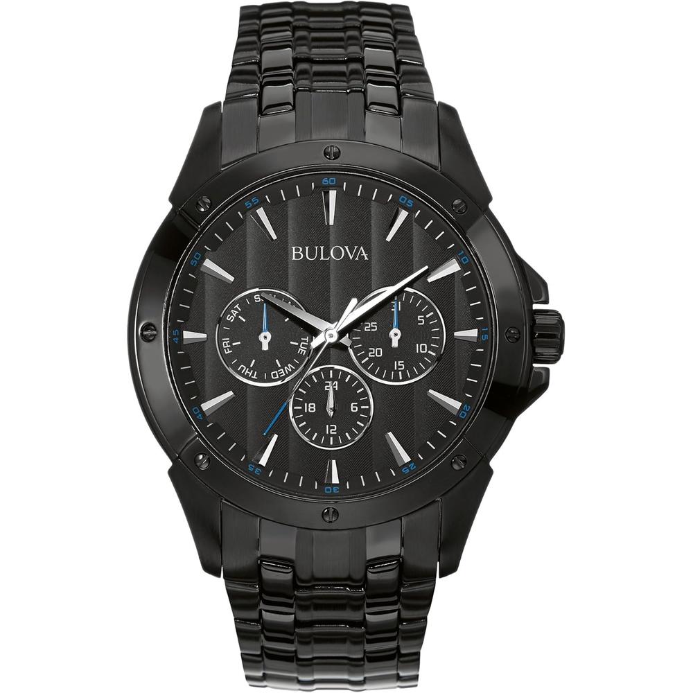 Bulova reloj clásico para hombre de cuarzo multifunción con esfera negra | Negro