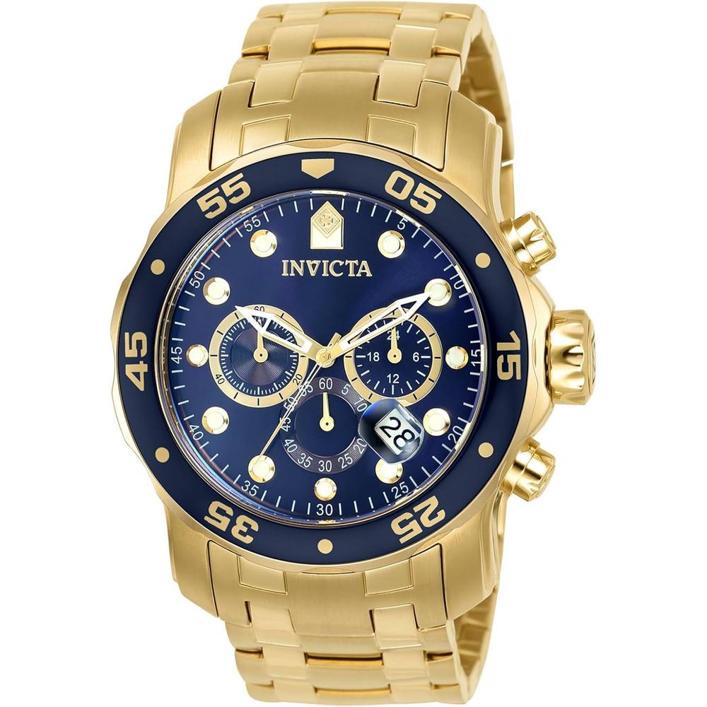 Invicta 0073 reloj Pro Diver Chronograph para hombre | Dorado/Azul
