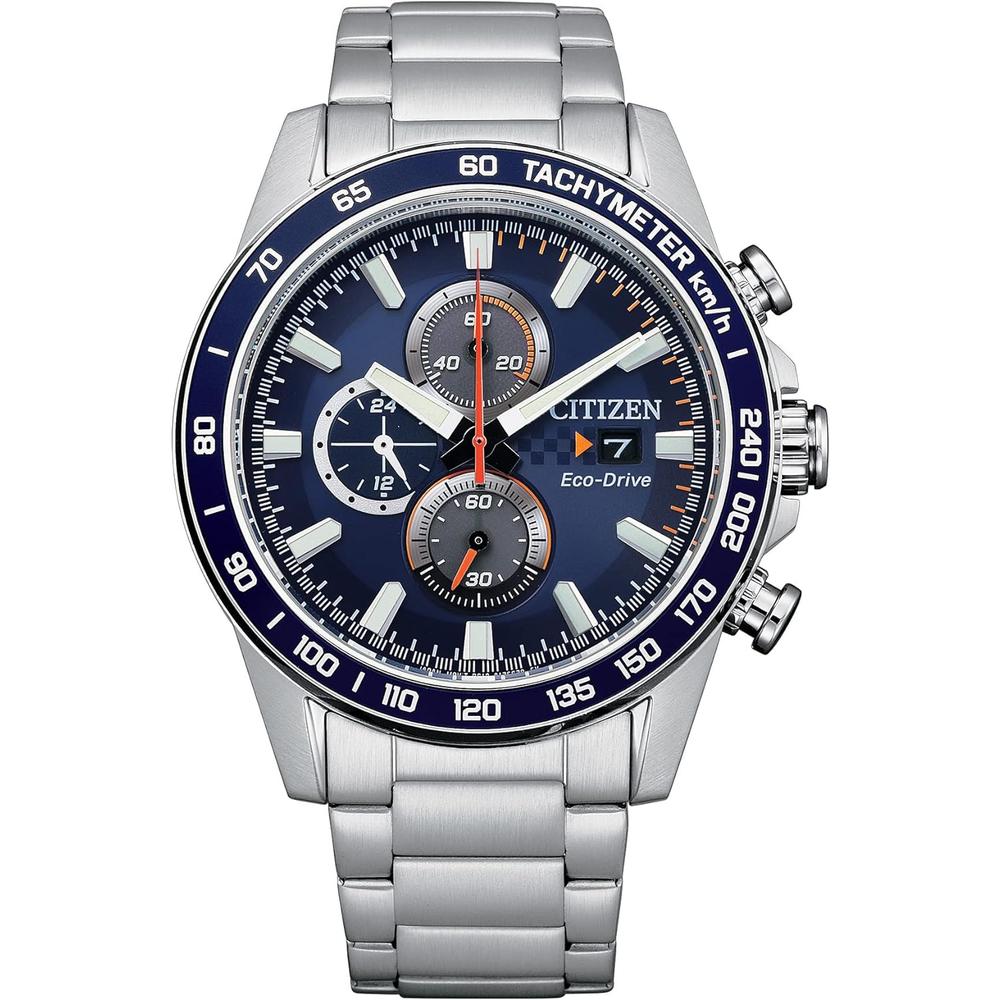 Citizen CA0781-50L reloj masculino Eco-Drive con taquímetro y cristal esférico | Esfera Azul