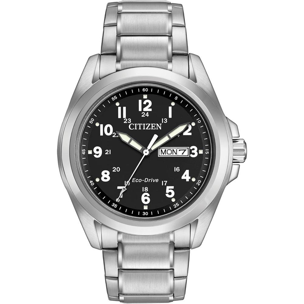 Citizen AW0050-82E reloj para hombre Eco-Drive Garrison con dial negro | Plateado