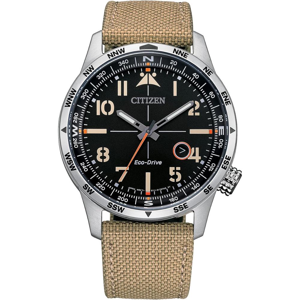 Citizen BM7550-01E reloj Avion Eco-Drive para hombre con correa khaki | Beige
