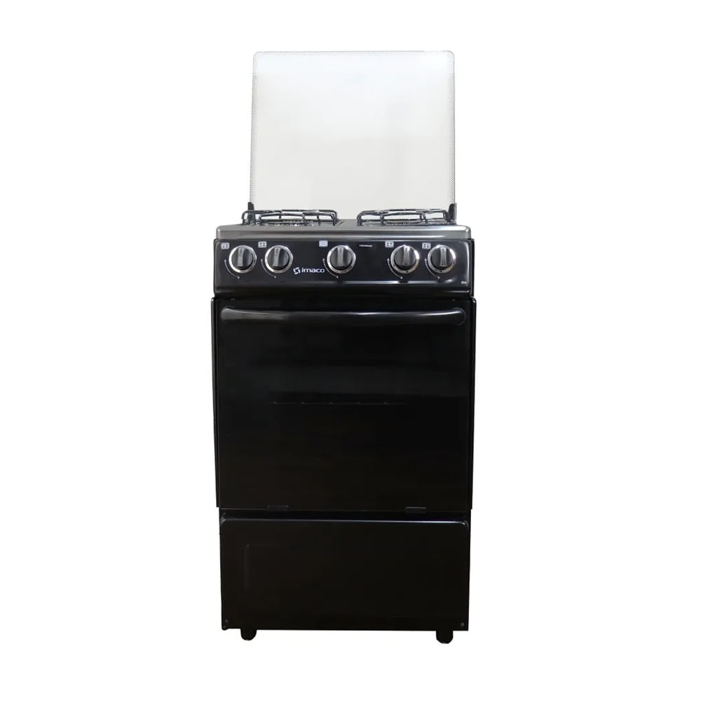 Cocina Imaco 4 Hornillas 20"" Tapa de Vidrio Negro Negro