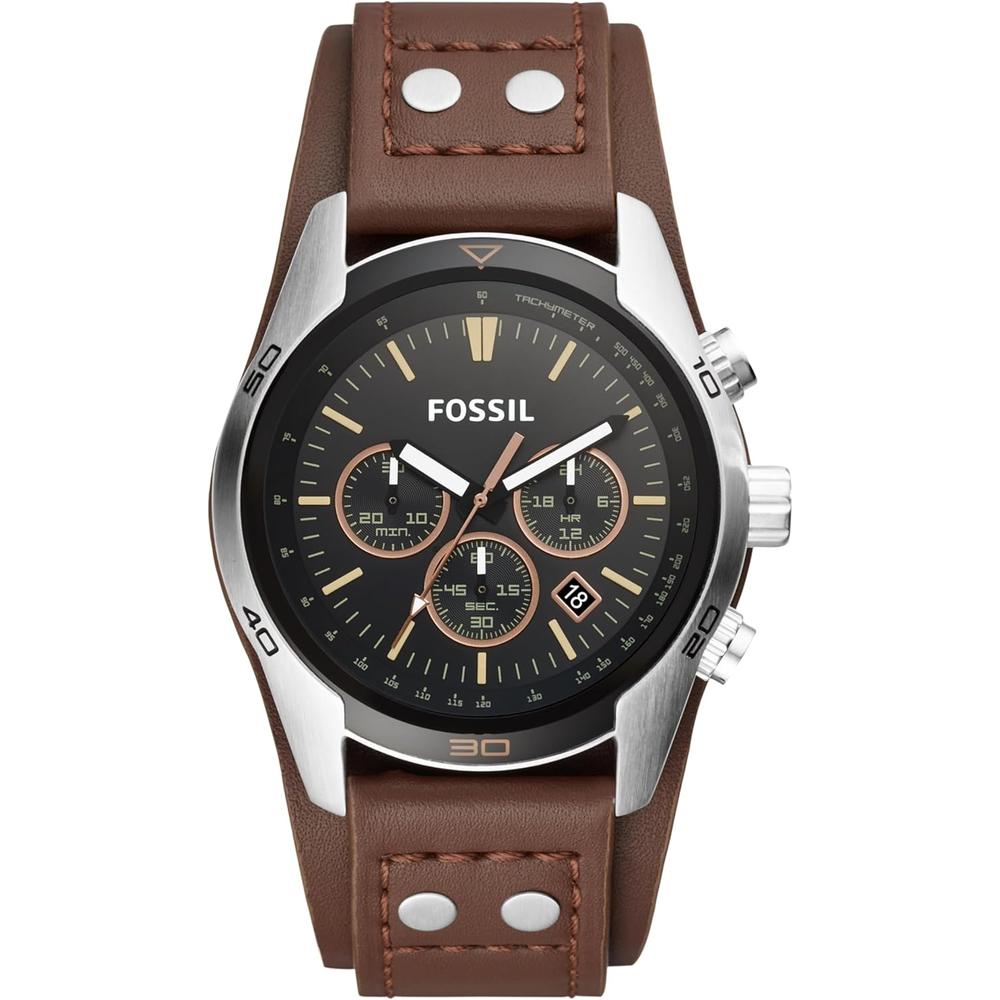 Fossil CH2565 reloj para hombre Coachman cronógrafo con acero y cuero | Marrón/Negro