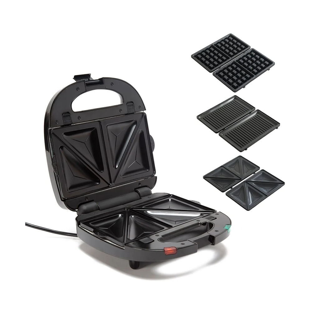 Sandwichera 3 en 1 Incluye 3 placas (Sandwichera,Wafflera,P Negro
