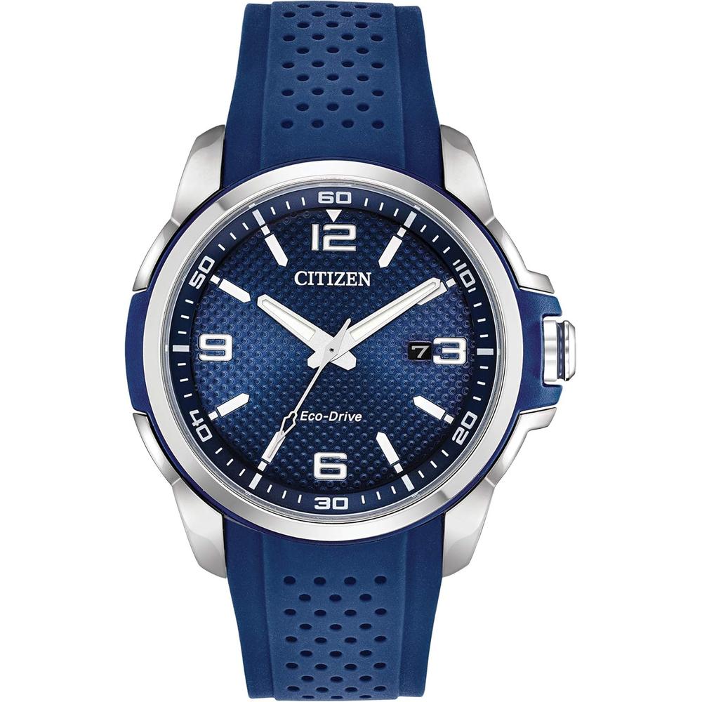 Citizen AW1158-05L reloj para hombre Eco-Drive con correa azul de poliuretano | Azul