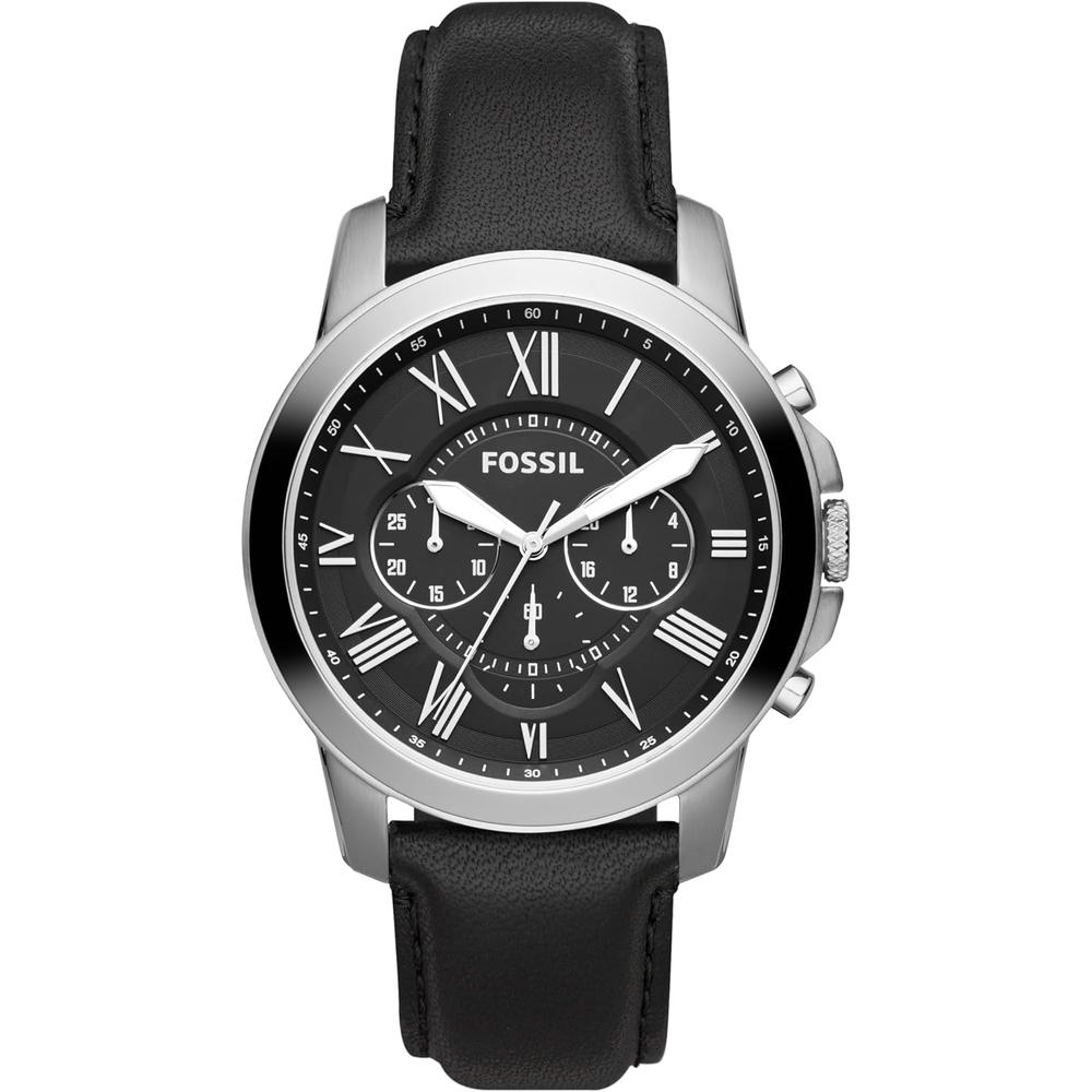 Fossil ME3099 reloj Grant para hombre con cronógrafo y correa de cuero | Black/Silver