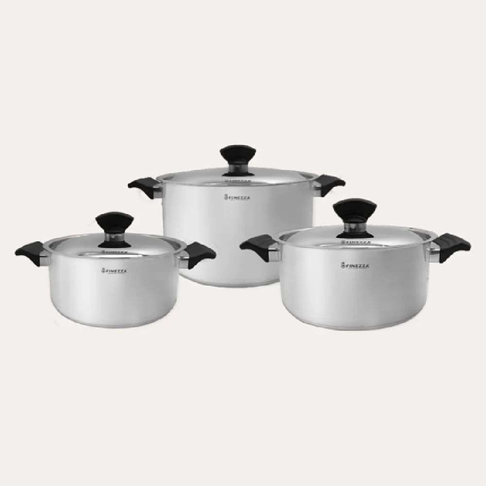 Juego de Ollas FINEZZZA de ACERO INOXIDABLE 6 Pzas FZ-1042TS-IN