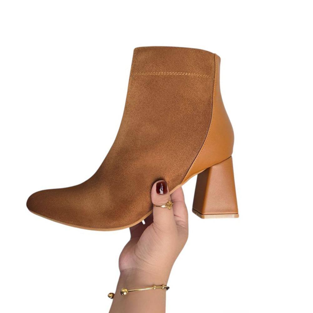 Botin Mujer Gamuza Mixto 1177 5C-65 Color Camel Talla 38
