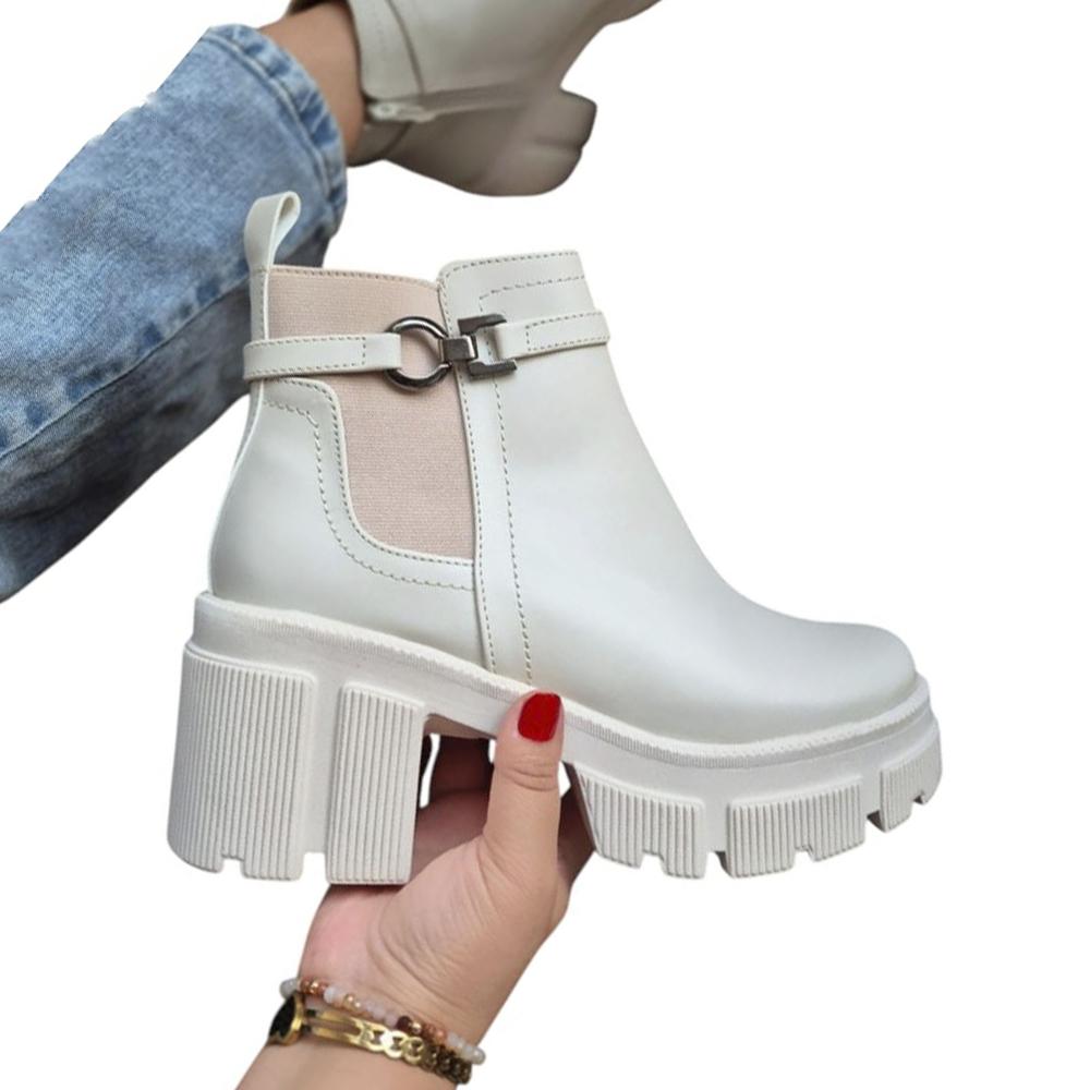 Botin Mujer Traba 7 1177 5C-60 Color Hueso Talla 36