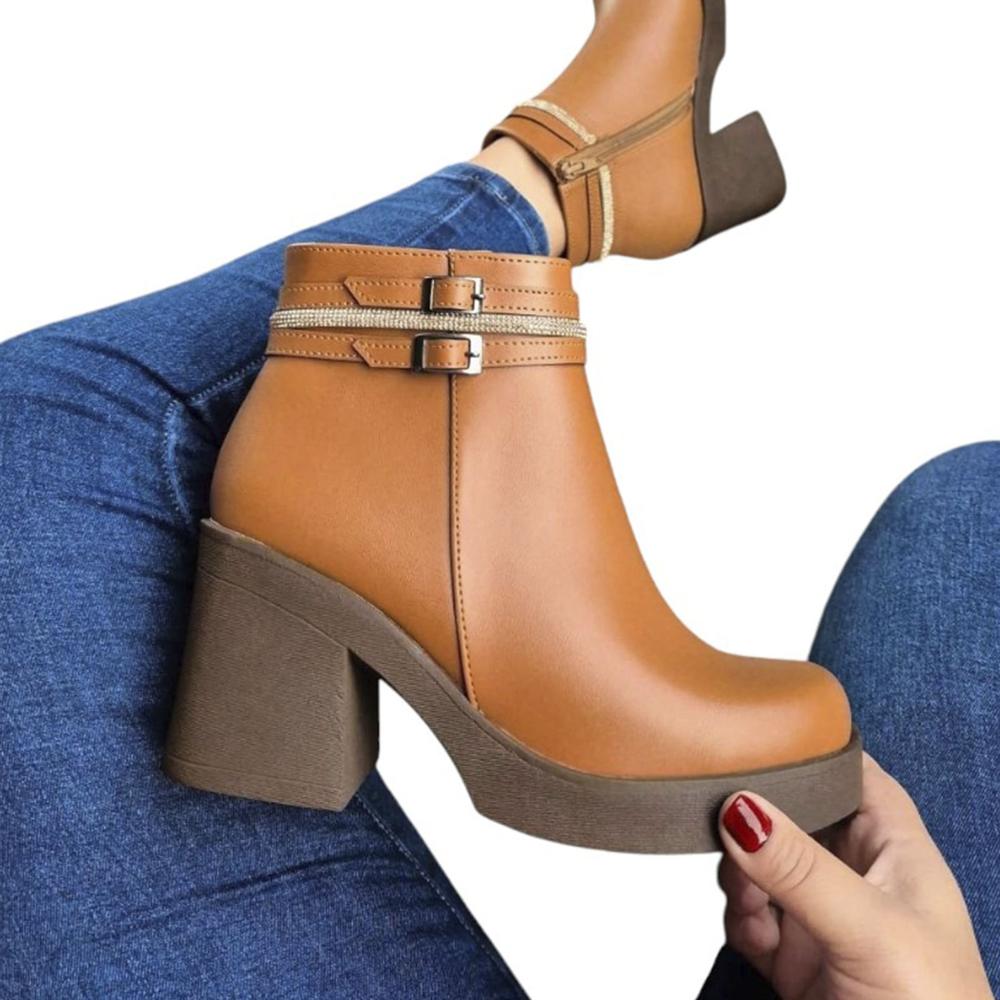Botin Mujer Taco 7 1177 5C-63 Color Camel Talla 36