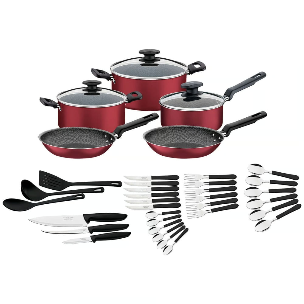 Juego de Ollas Tramontina 38 Piezas Antiadherente Victoria - Rojo
