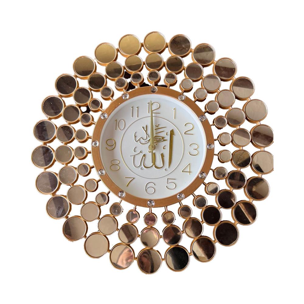 Reloj De Pared Elegante Espejo Sala Comedor Hogar 45cm Dorado