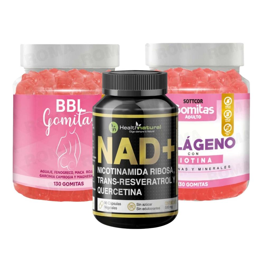 GOMITAS AGUAJE BBL+GOMITAS COLÁGENO CON BIOTINA+NAD+ HEALTHNATURAL