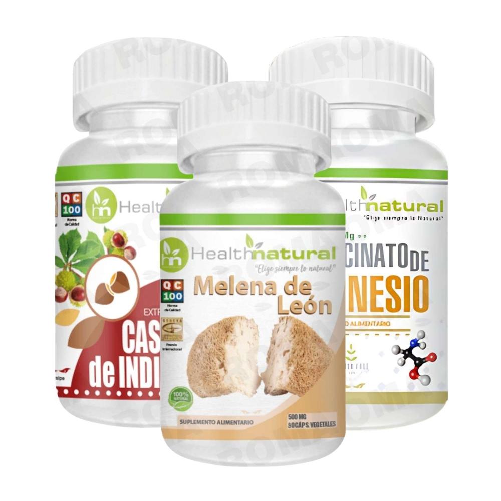 MELENA DE LEÓN+BISGLICINATO MAGNESIO+CASTAÑO DE INDIAS HEALTHNATURAL