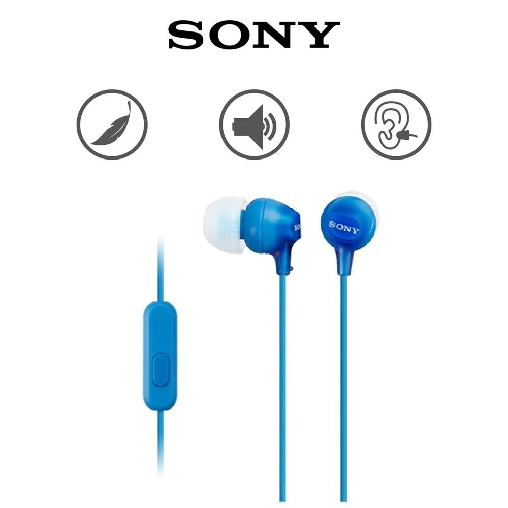 Sony Audífonos MDR-EX15AP In Ear con Micrófono Azul