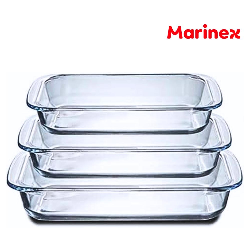 Fuente Bandeja para Horno de Vidrio Templado Marinex Set 3 Piezas