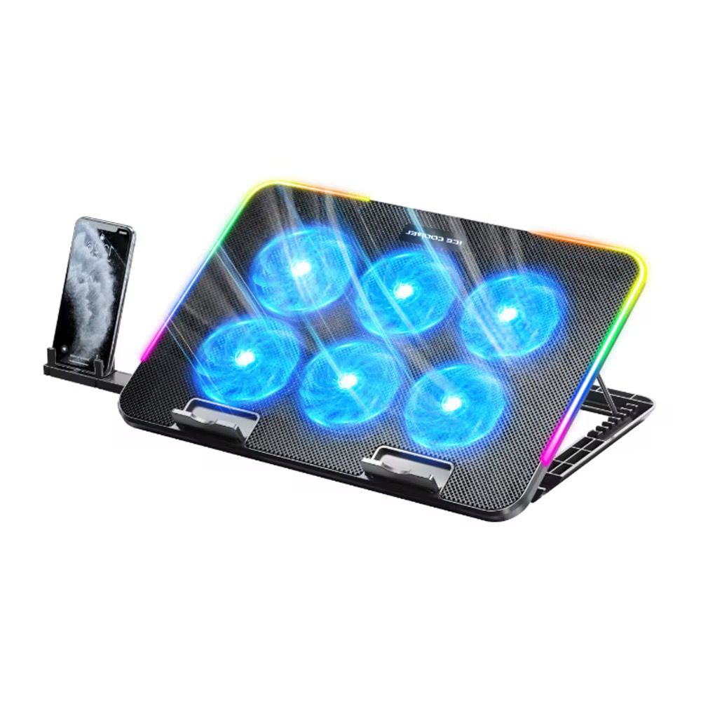 Soporte laptop Aluminio 6 Cooler Pantalla LED