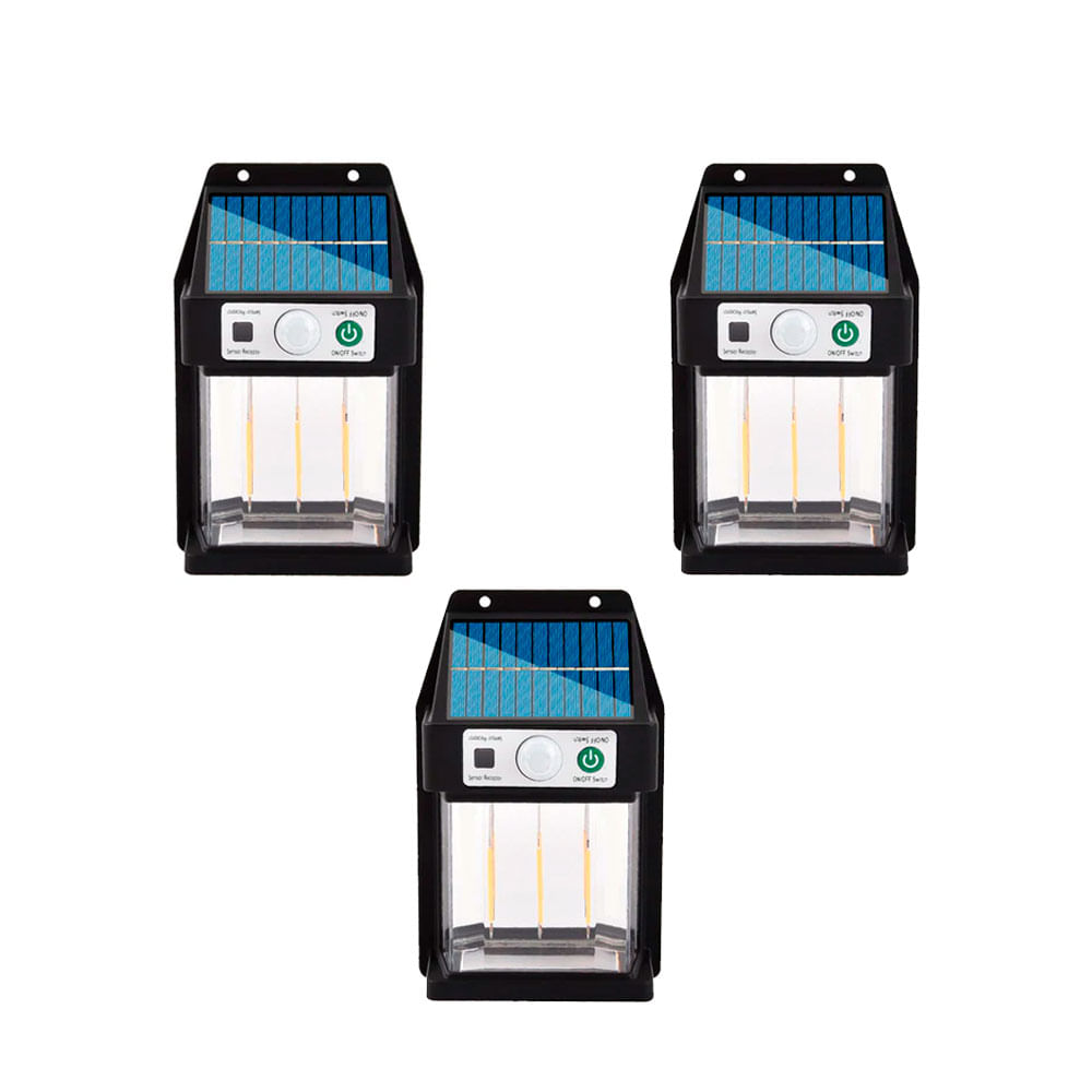 Set de 3 Lámparas Solar Con Sensor De Movimiento Diseño Elegante