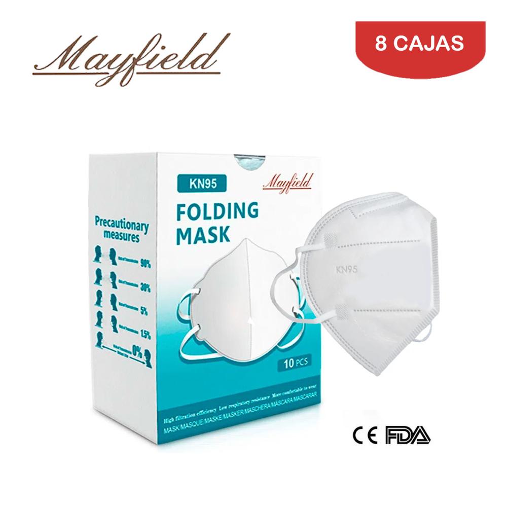 Mascarilla KN95 Mayfield 5 capas Blanco Caja*10und Pack 8 Cajas