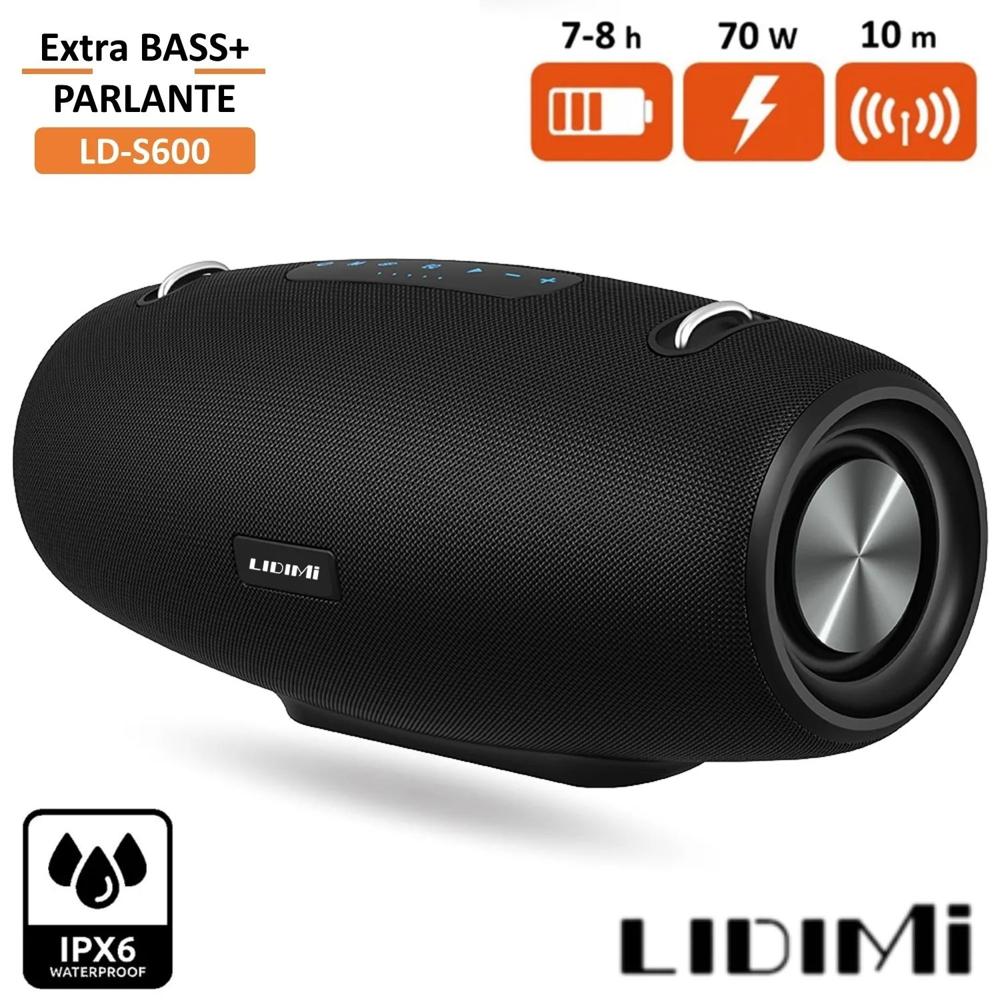 Parlante Portátil Lidimi LD-S600 XBASS 70 W BT USB TWS Negro
