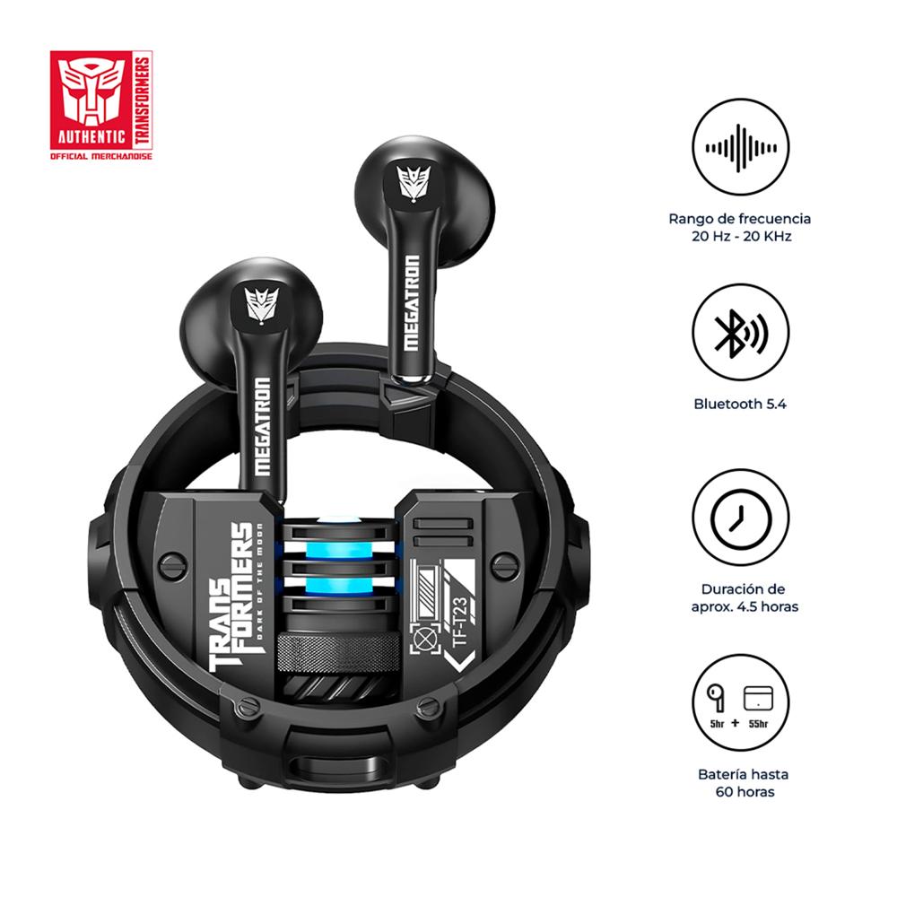 Audífonos True Wireless Megatron TF-T23 Bluetooth Ipx5 60Hrs Negro