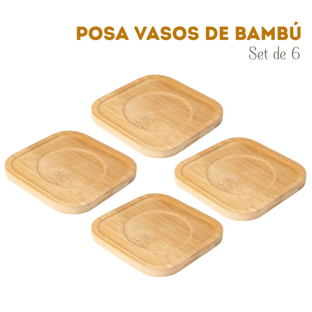 Posa Vasos Porta Vasos de Bambú 6 Unidades